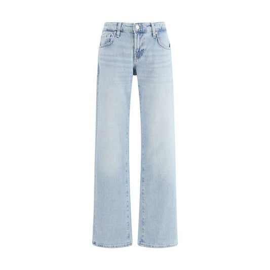 Blue Cotton Straight-Leg Jeans