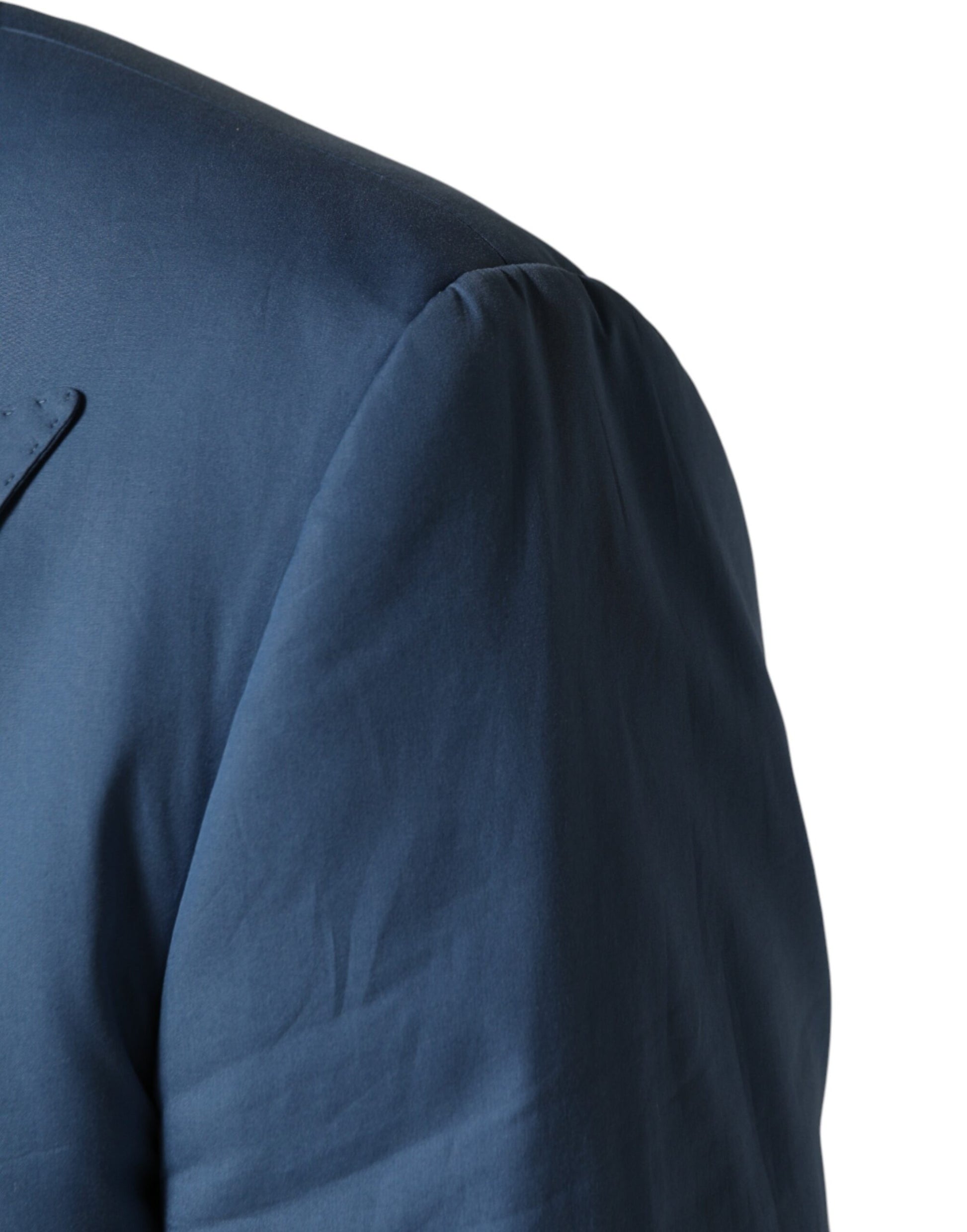 Blue Cotton Double Breasted 2 Piece  Suit