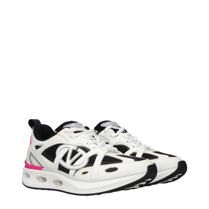 White Fabric Athletic Sneakers