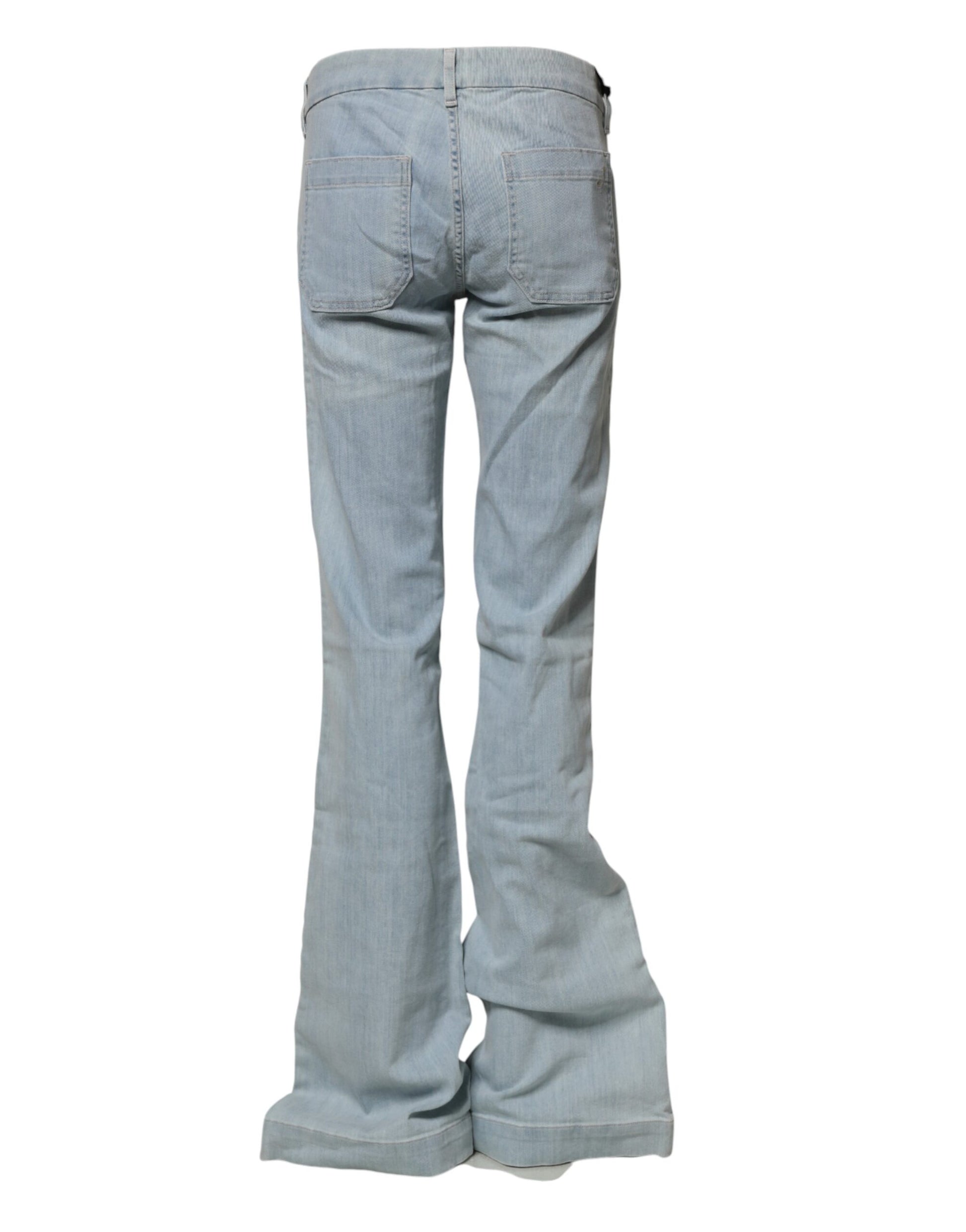 Light Blue Boot Cut Mid Waist Denim Casual Jeans