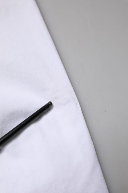 White Cotton Skinny Mid Waist Chino Trouser Pants