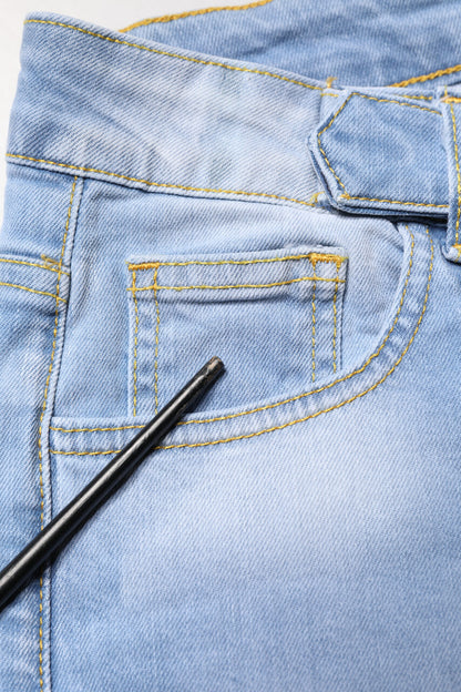 Light Blue Washed High Waist Bootcut Denim Jeans