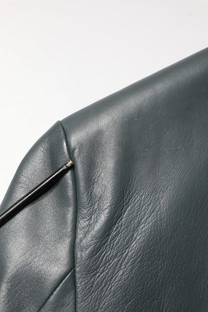 Black Leather Double Breasted 2Button Blazer