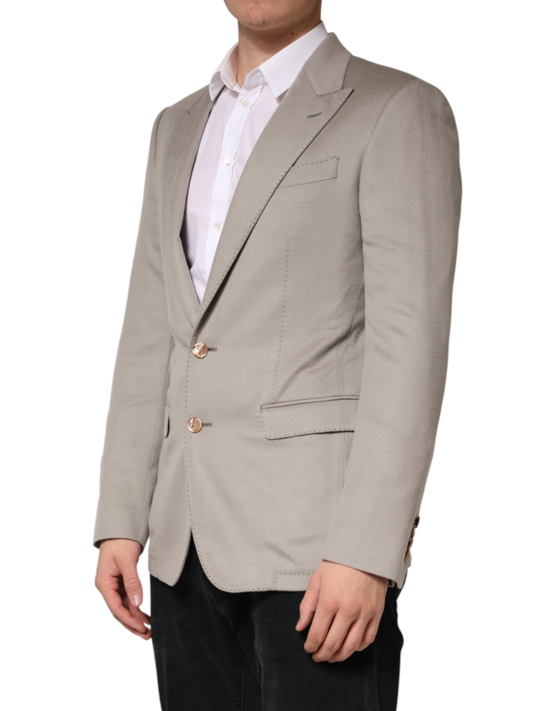 Gray Cashmere Single Breasted Jacket Blazer