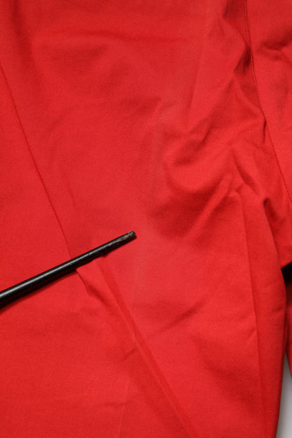 Red Flared Mid Waist Chino Casual Trouser Pants