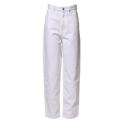 White High Waist Straight Denim Jeans