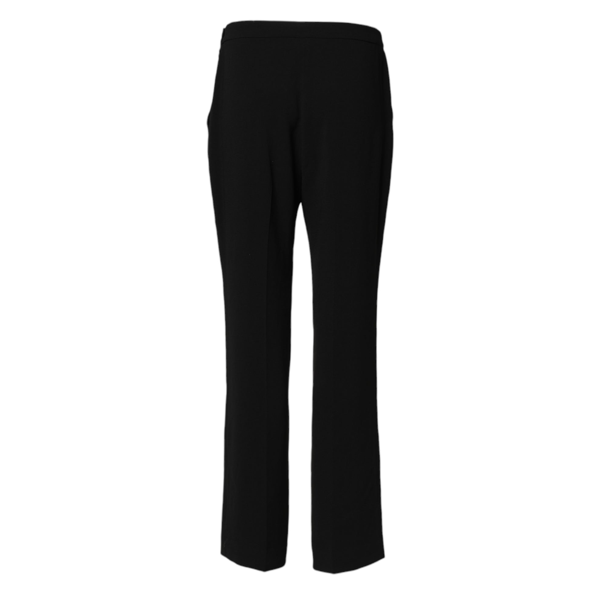 Black High Waist Zip Straight Chino Trouser Pants