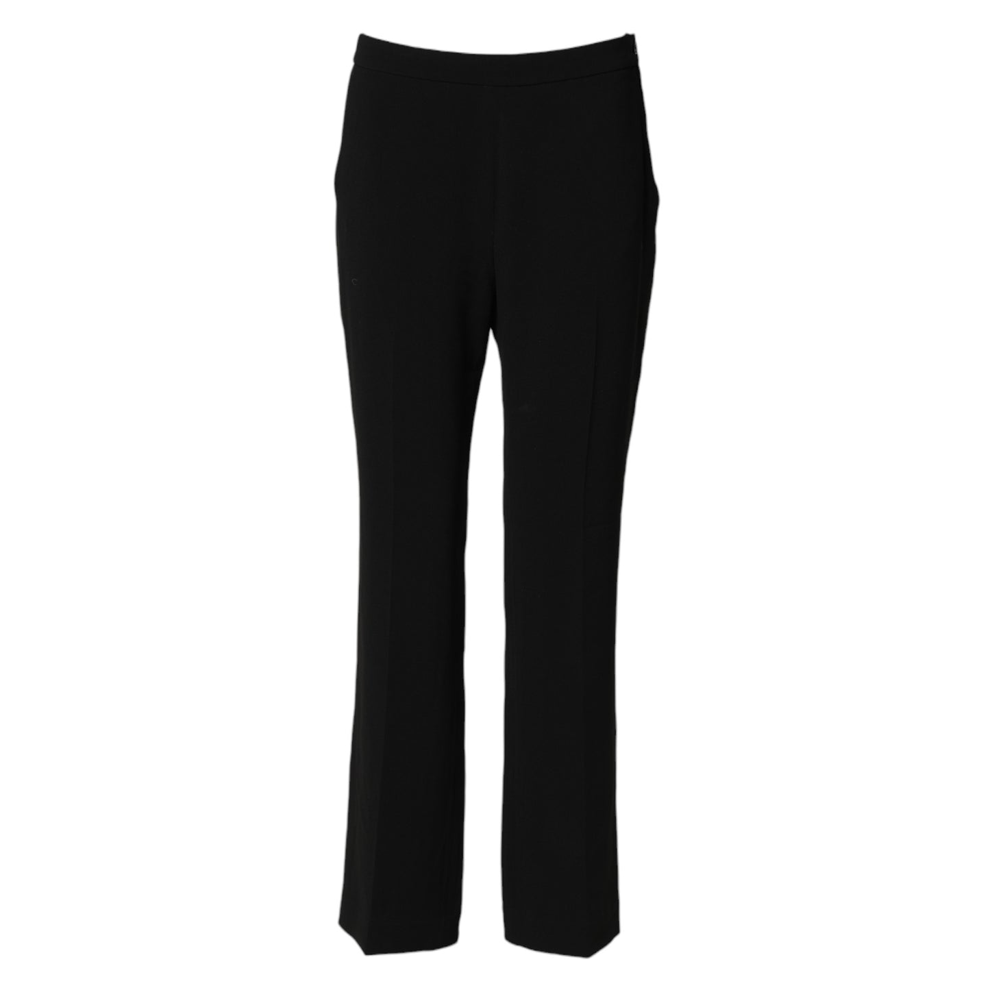 Black High Waist Zip Straight Chino Trouser Pants