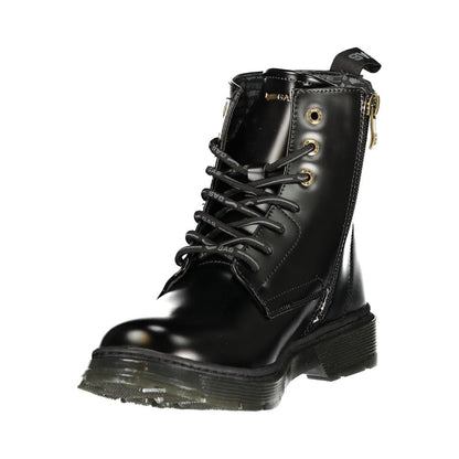 Black Polyurethane Women Ankle Boot