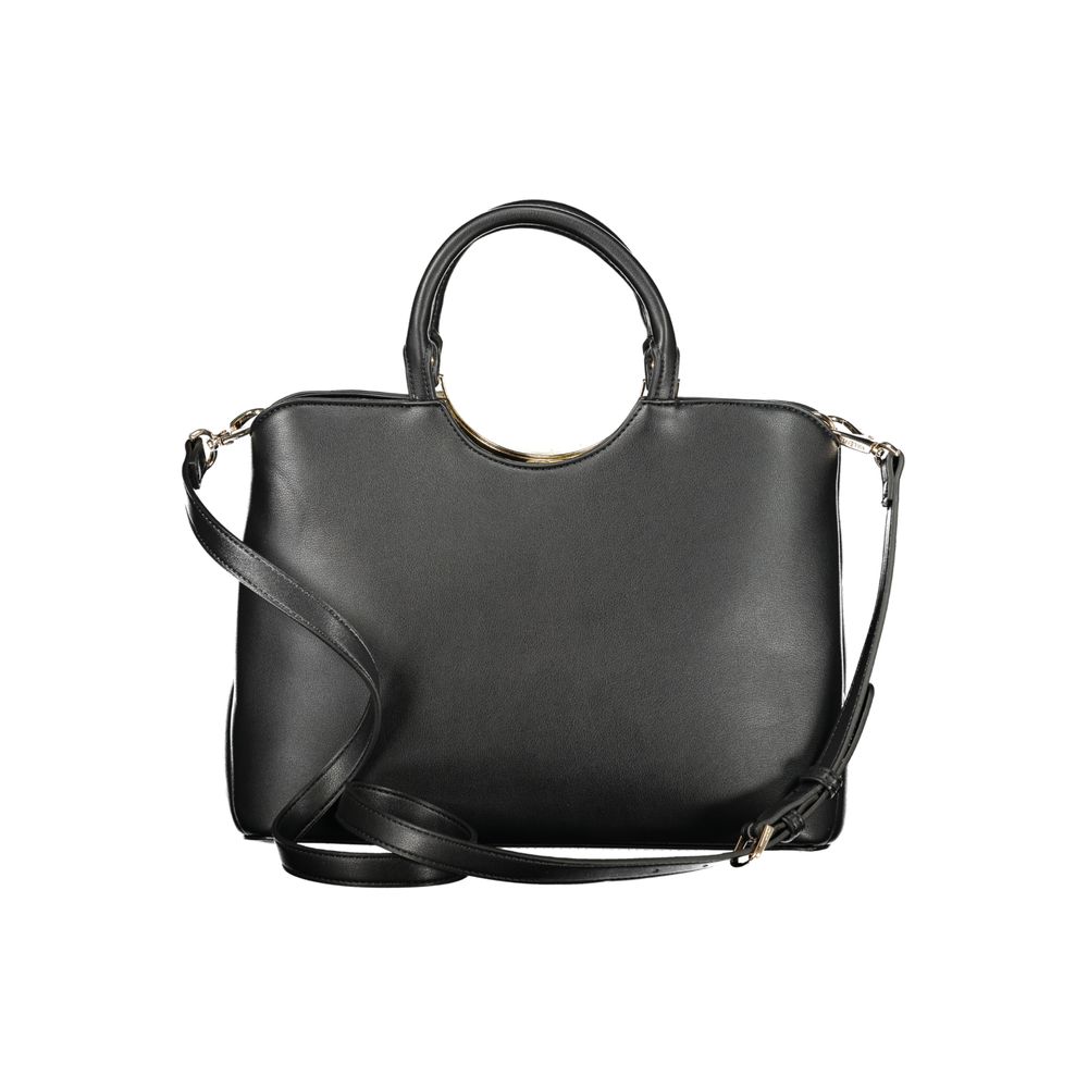 Black Polyurethane Women Handbag