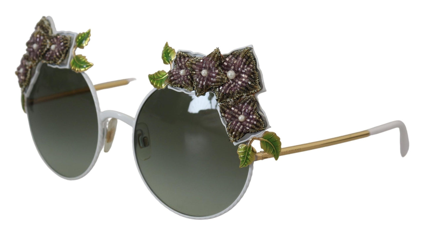 Elegant Floral Embellished Gold Sunglasses