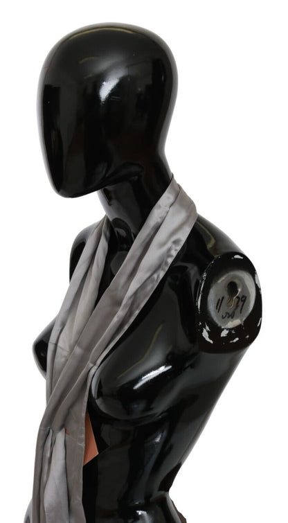 Sleek Silver Silk Neck Scarf for Men